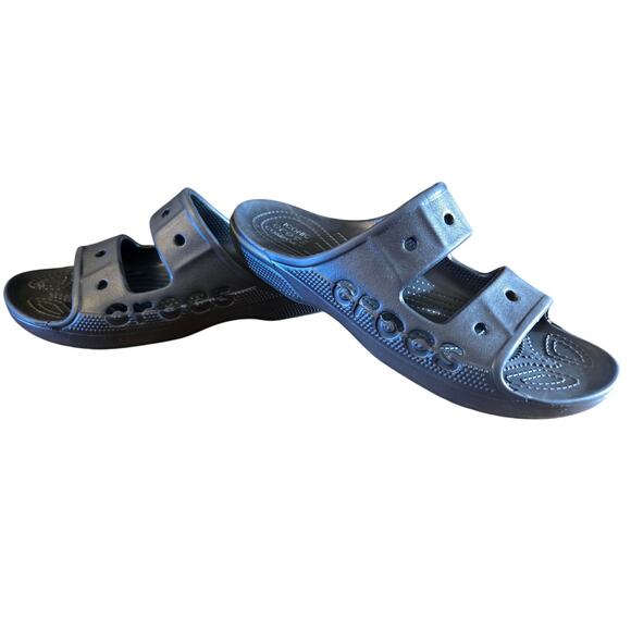 Crocs Unisex Baya Two-Strap Slide Sandals - Black Men's Size 8 Women's Size 10 - Picture 1 of 11